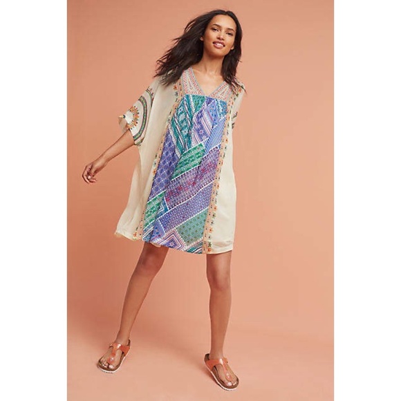 Anthropologie TANVI KEDIA Veena Beaded Caftan Beaded Mini Dress Bohemian Small - Picture 1 of 15
